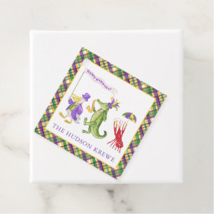 Watercolor Mardi Gras Animal Parade Party Favor Tags