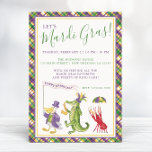 Watercolor Mardi Gras Animal Parade Party Invitation