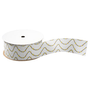 Watercolor Mardi Gras Beads Grosgrain Ribbon