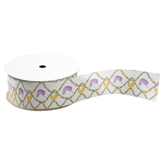 Watercolor Mardi Gras Beads Grosgrain Ribbon (Creator Uploaded)