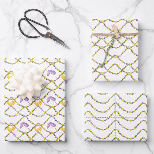 Watercolor Mardi Gras Beads Wrapping Paper Sheets