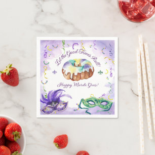 Watercolor Mardi Gras, Fat Tuesday Party Napkins