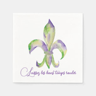 Watercolor Mardi Gras Fleur de Lis Napkins