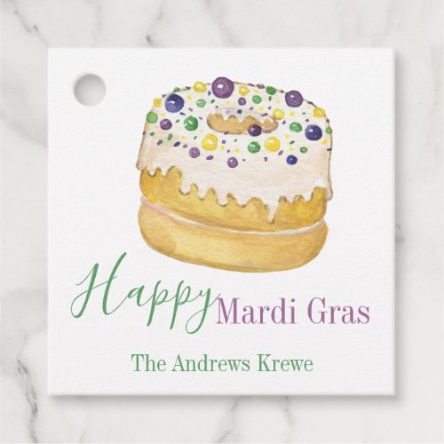Watercolor Mardi Gras King Cake Favor Tags