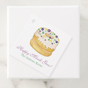 Watercolor Mardi Gras King Cake Favor Tags