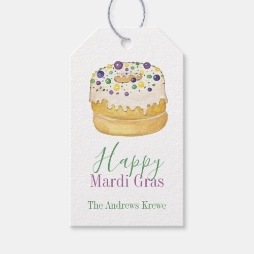 Watercolor Mardi Gras King Cake Gift Tags
