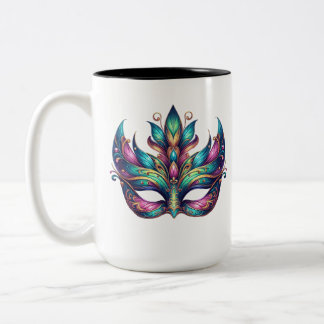 watercolor Mardi Gras mask carnival Two-Tone Coffee Mug