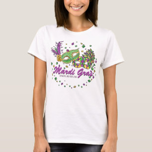 Watercolor Mardi Gras Masks & Beads T-Shirt