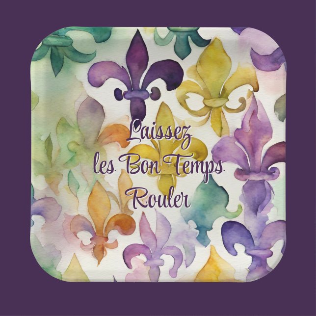 Watercolor Mardi Gras  Paper Plates (Creator Uploaded)
