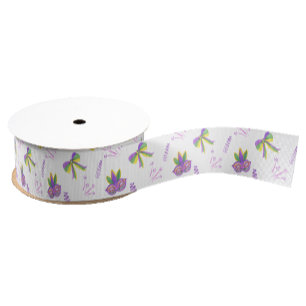 Watercolor Mardi Gras Party Grosgrain Ribbon