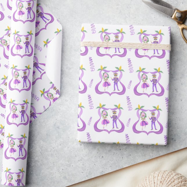Watercolor Mardi Gras Party Wrapping Paper (Creator Uploaded)
