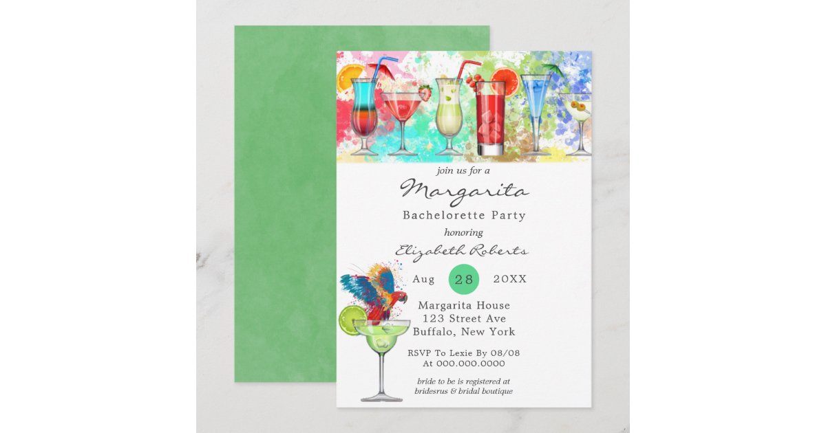 Watercolor Margarita Bachelorette Party Invitation Zazzle
