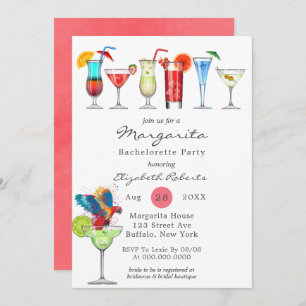 Watercolor Margarita Bachelorette Party Invitation