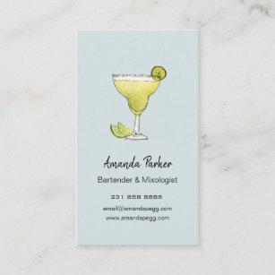 Watercolor Margarita bartender, Mixologist Busines Business Card