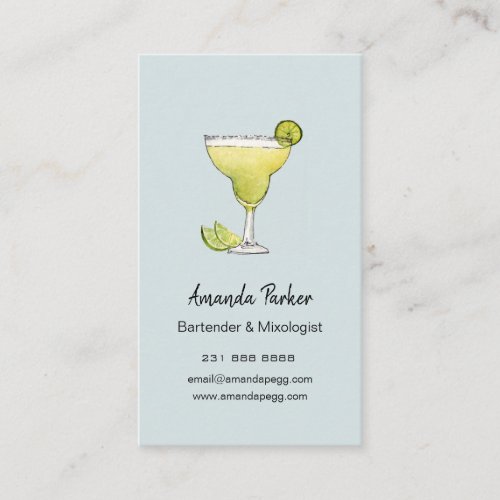 Watercolor Margarita bartender Mixologist Busines Business Card