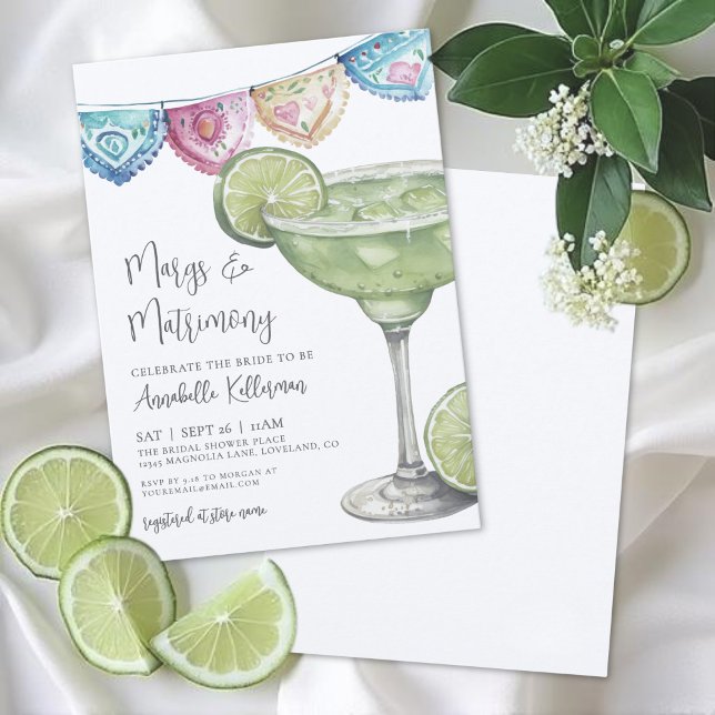 Watercolor Margarita Bridal Shower Invitation (Watercolor Margarita Bridal Shower Invitation)