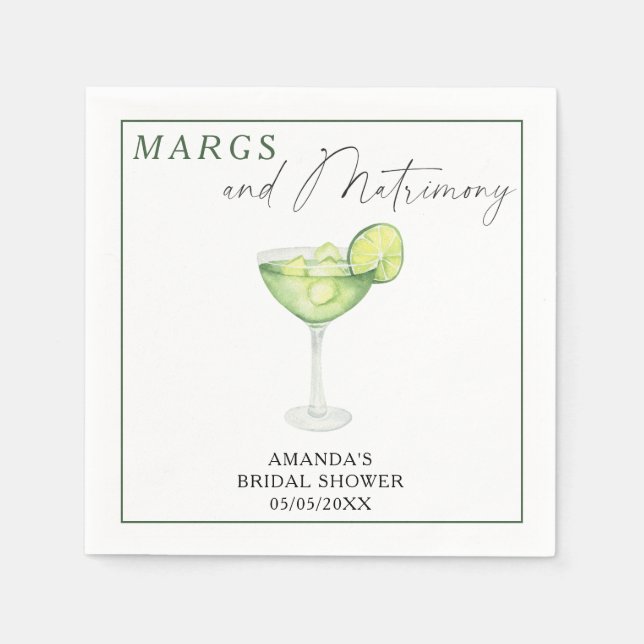 Watercolor Margarita Bridal shower  Napkins (Front)