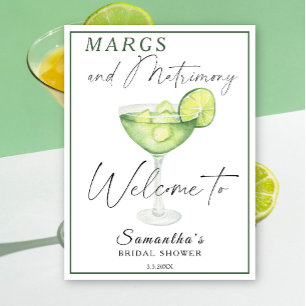 Watercolor Margarita Bridal shower Welcome Poster