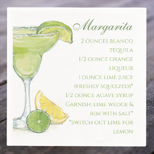 Watercolor Margarita Cocktail Recipe Drink Summer Napkins