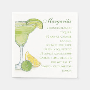 Watercolor Margarita Cocktail Recipe Watercolor Napkins