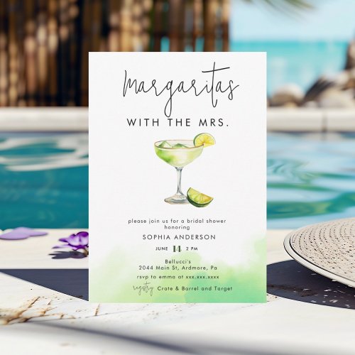 Watercolor Margarita Lime Bridal Shower Invitation