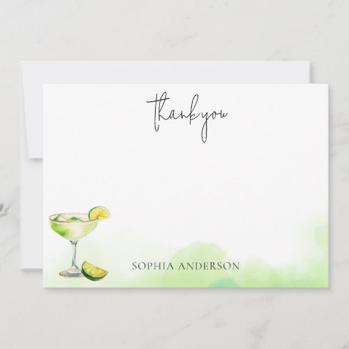 Watercolor Margarita Lime Bridal Shower Thank You Card