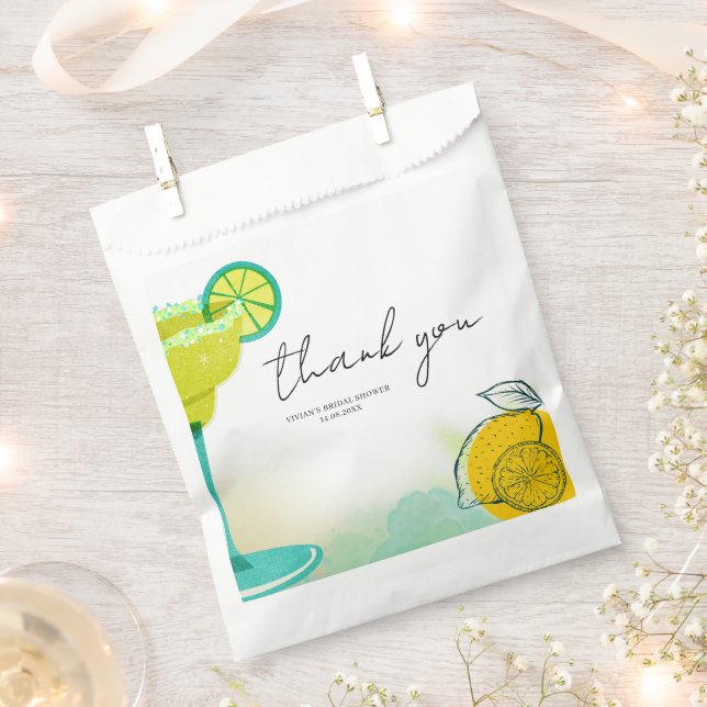 Watercolor Margarita Lime Tequila Bridal Shower Favor Bag (Clipped)