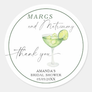 Watercolor Margarita Thank you Bridal shower Classic Round Sticker