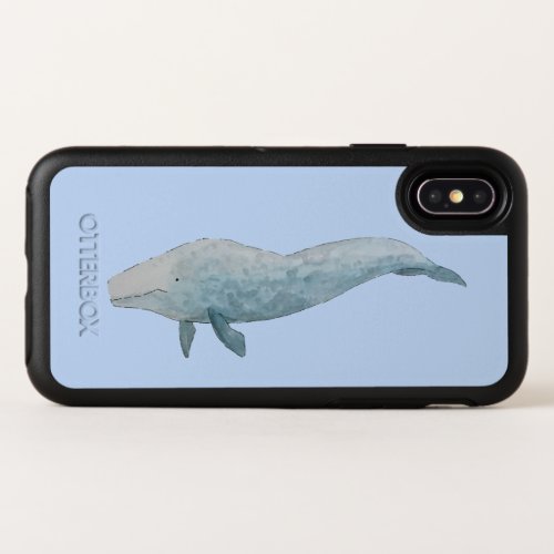 Watercolor Marine Mammal Blue Whale OtterBox Symmetry iPhone X Case