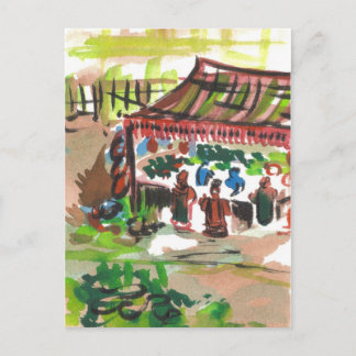 Watercolor Marketplace Postcard