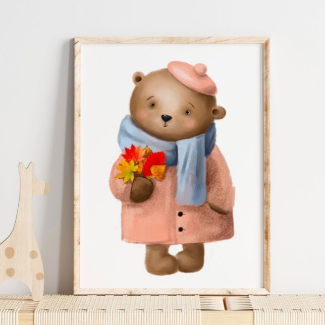 Watercolor Marley Flower Bear | Bear Wall Print (Creator Uploaded)