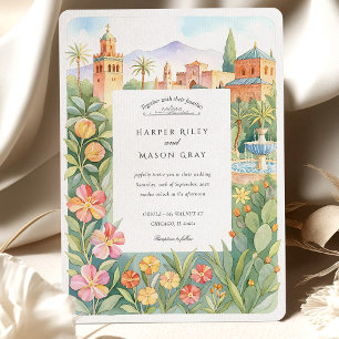 Watercolor Marrakesh Moroccan Garden Wedding Invitation