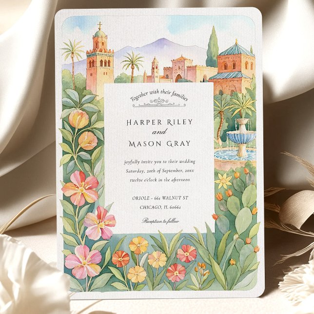 Watercolor Marrakesh Moroccan Garden Wedding Invitation (Creator Uploaded)