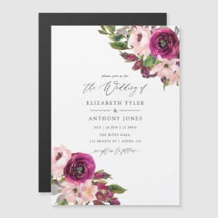Watercolor Marsala and Blush Floral Wedding Magnetic Invitation