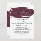 Watercolor Marsala and Gold Bridesmaid Luncheon Invitation (Front/Back)