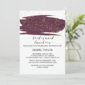 Watercolor Marsala and Gold Bridesmaid Luncheon Invitation (Standing Front)