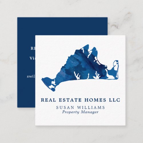 Watercolor Marthas Vineyard Map Real Estate Square Square Business Card