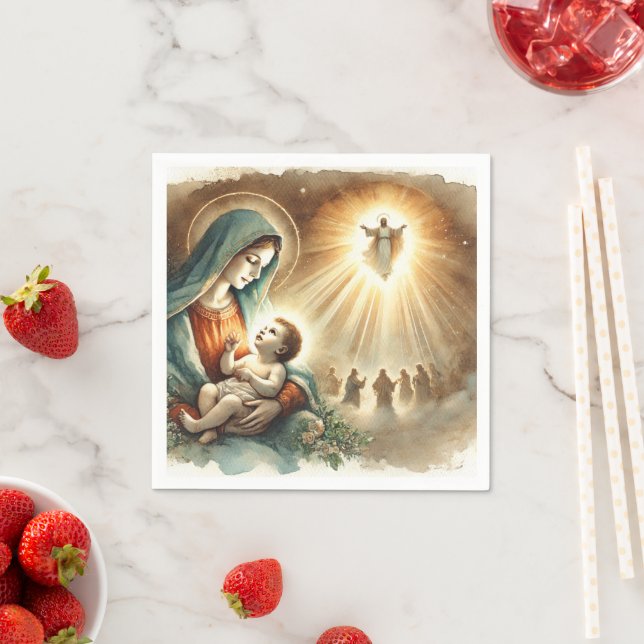 Watercolor Mary & Baby Jesus Nativity Decoupage Napkins (Insitu)
