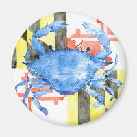 Watercolor maryland flag and blue crab