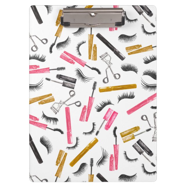 Watercolor Mascara Glitter Glam Lashes Clipboard (Front)