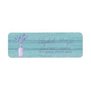 Watercolor Mason Jar Lavander Wood Texture Address Label