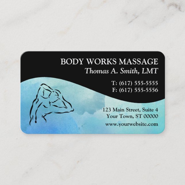 Watercolor Massage Therapy Business Cards (Front)