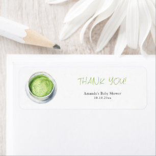 Watercolor Matcha Latte Baby Shower  Label