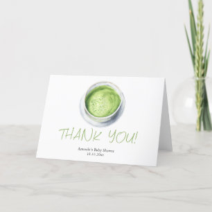 Watercolor Matcha Latte Baby Shower Thank You
