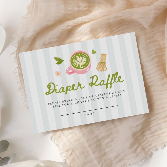 Watercolor Matcha Latte Diaper Raffle Enclosure Card (Creator Uploaded)