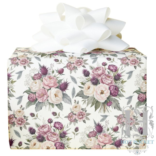 Watercolor Mauve Floral Gift Wrapping Paper (Creator Uploaded)