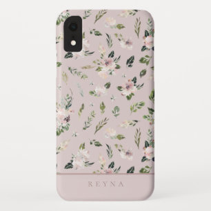 Watercolor Mauve Floral Pattern iPhone XR Case
