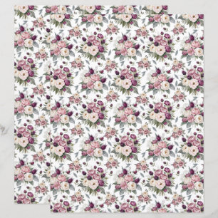 Watercolor Mauve Floral Scrapbook Paper