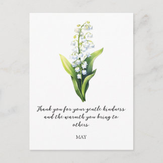 WATERCOLOR MAY LILY OF THE VALLEY BIRTH FLOWER POSTCARD