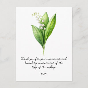 WATERCOLOR MAY LILY OF THE VALLEY BIRTH FLOWER  POSTCARD